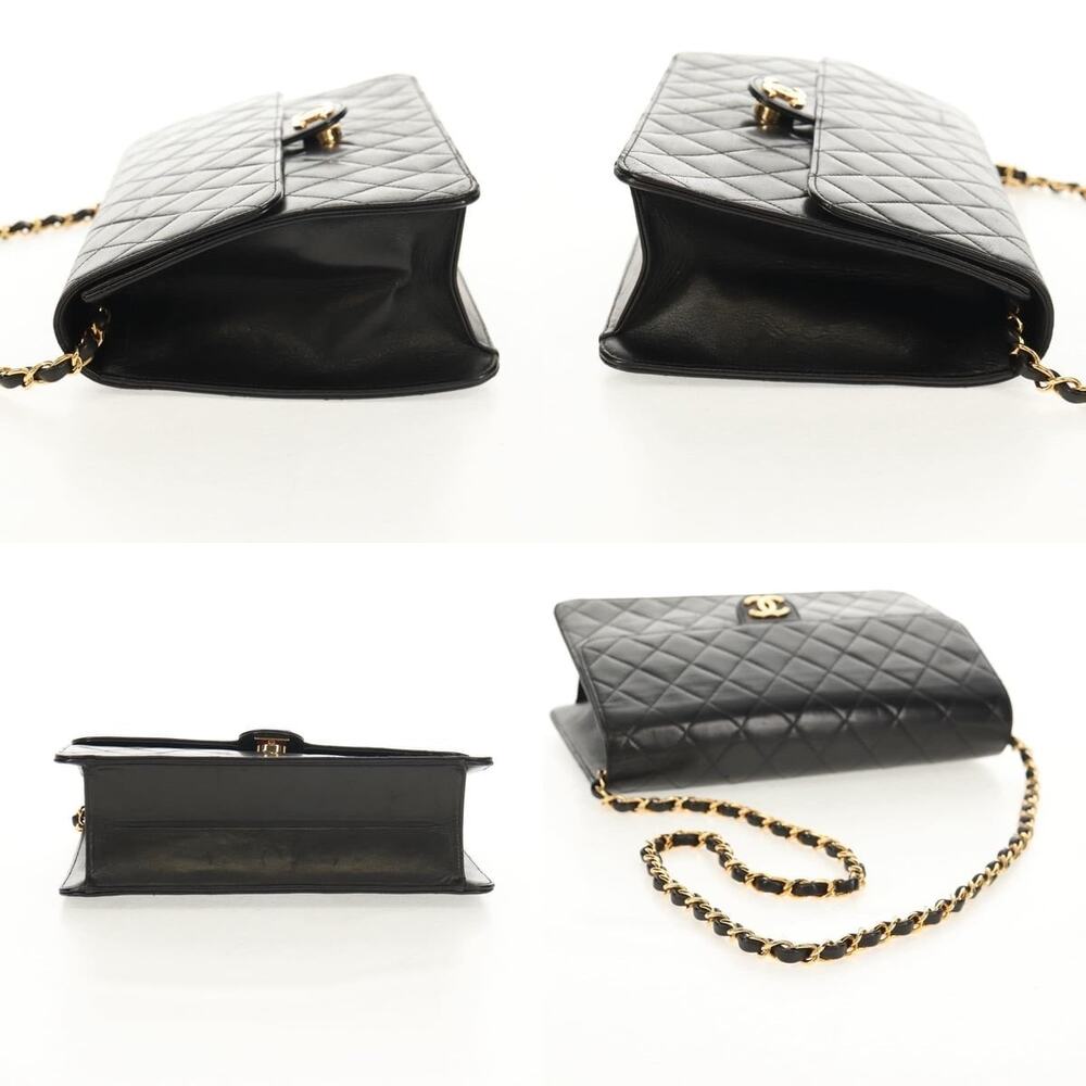 Chanel Chain Shoulder Bag Lamb Skin Black Gold CC - Picture 3 of 8